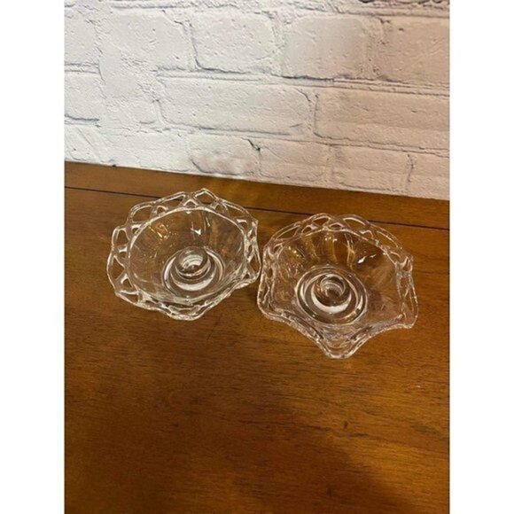 Vintage Duncan Miller Lace Edge Candle Holders Set of 2 - Picture 2 of 8